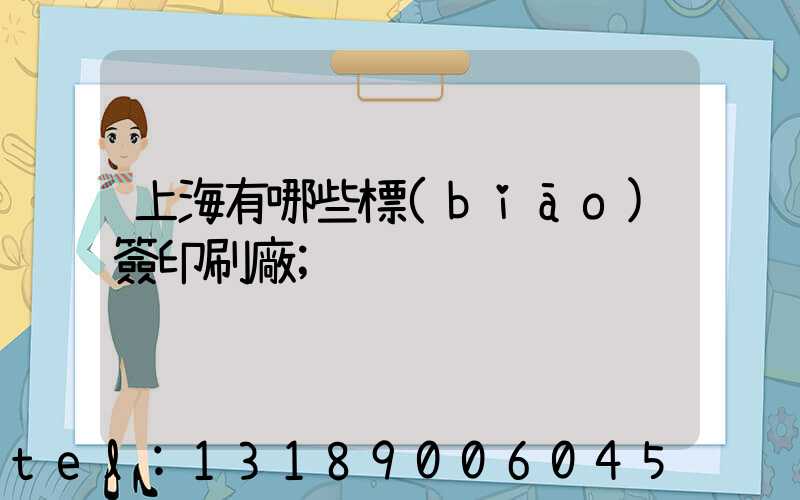 上海有哪些標(biāo)簽印刷廠