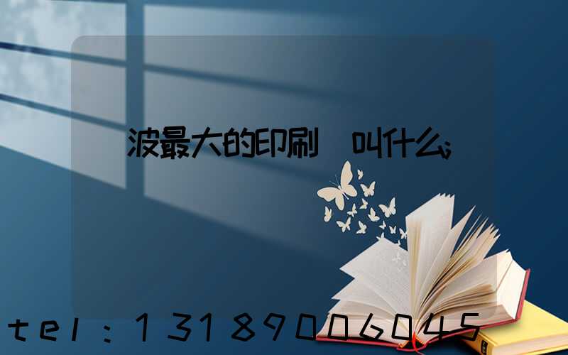 寧波最大的印刷廠叫什么
