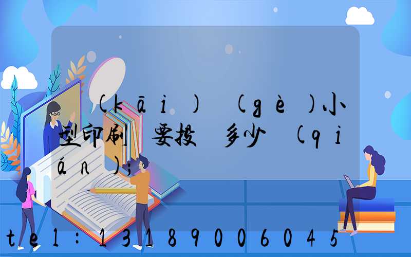 開(kāi)個(gè)小型印刷廠要投資多少錢(qián)